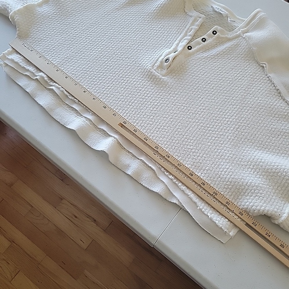 Urban Outfitters Out from Under Henley Crop Top Medium Cream Waffle Knit Casual - Picture 8 of 12